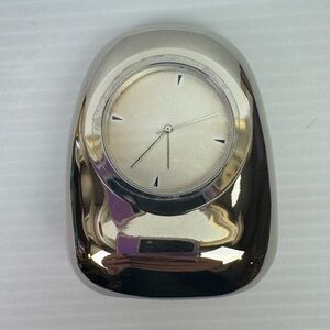 Brush Silver Heavy Torso Desk Clock Paperweight Office Decor 2.5”x 2”